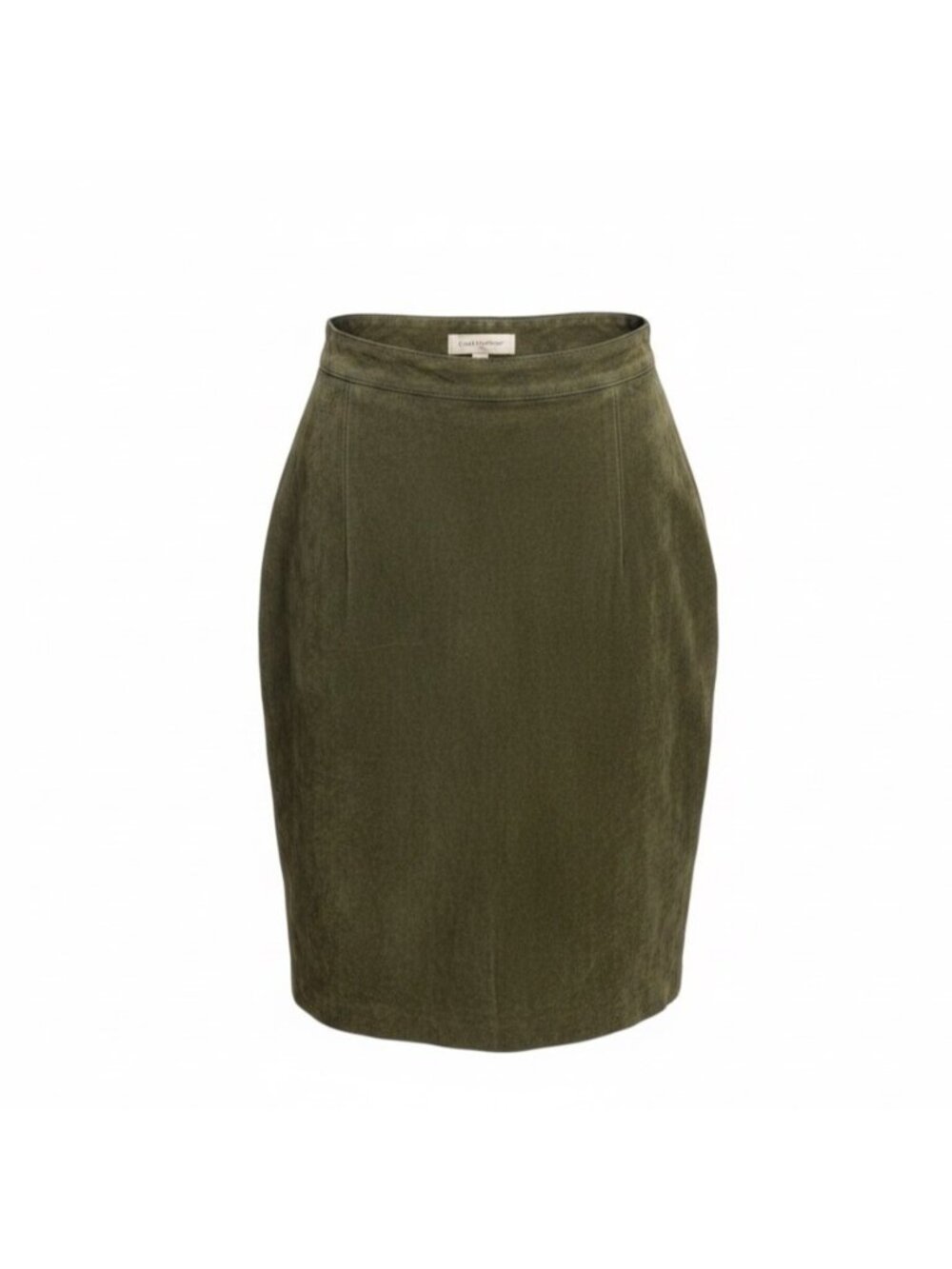 Casual Corner Womens Olive Green Leather Pencil Skirt Size 6 Fitted Waist